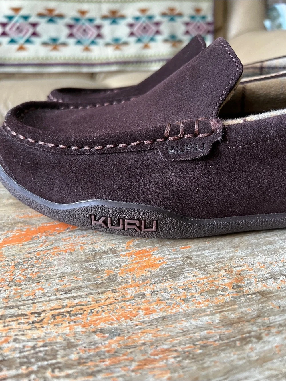 KURU Loft Brown Suede Men's Moccasin Slip-on Shoes Size 10